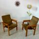 Set of 2 bridge armchairs from the 70s design Bruno Rey vintage solid beech