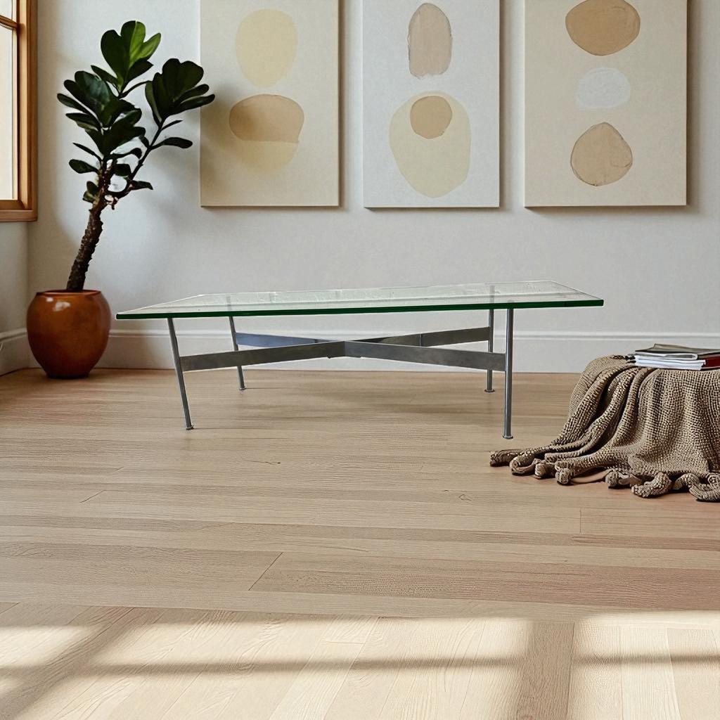 Vintage chrome coffee table / coffee table with glass