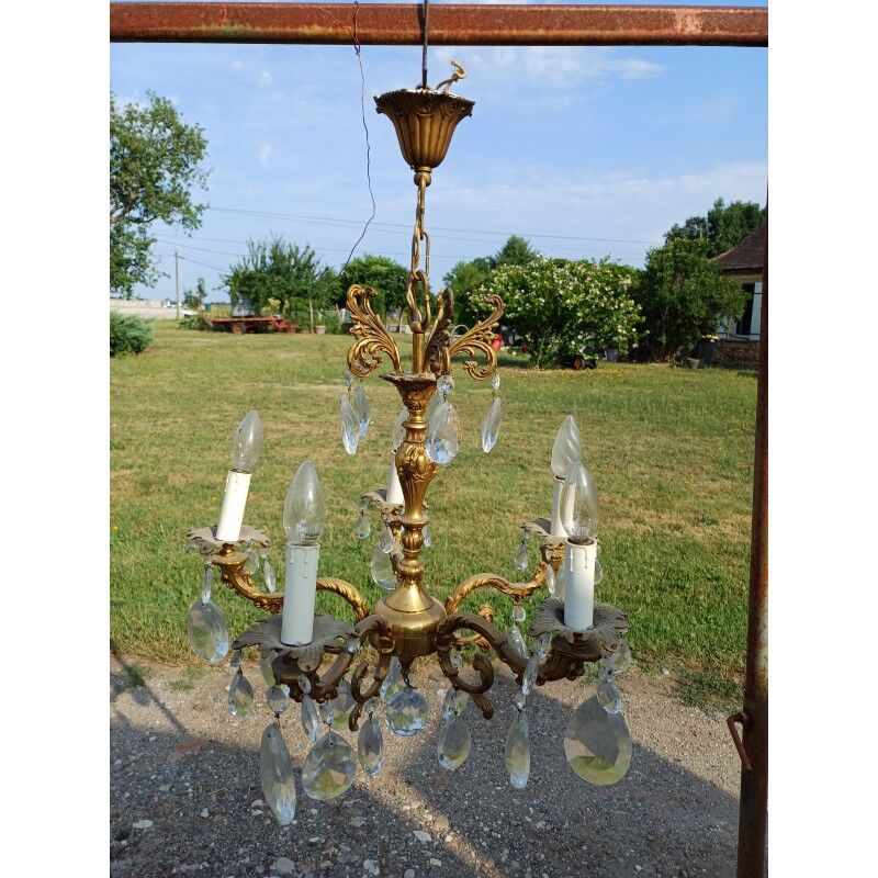 19th century bronze chandelier with tassels