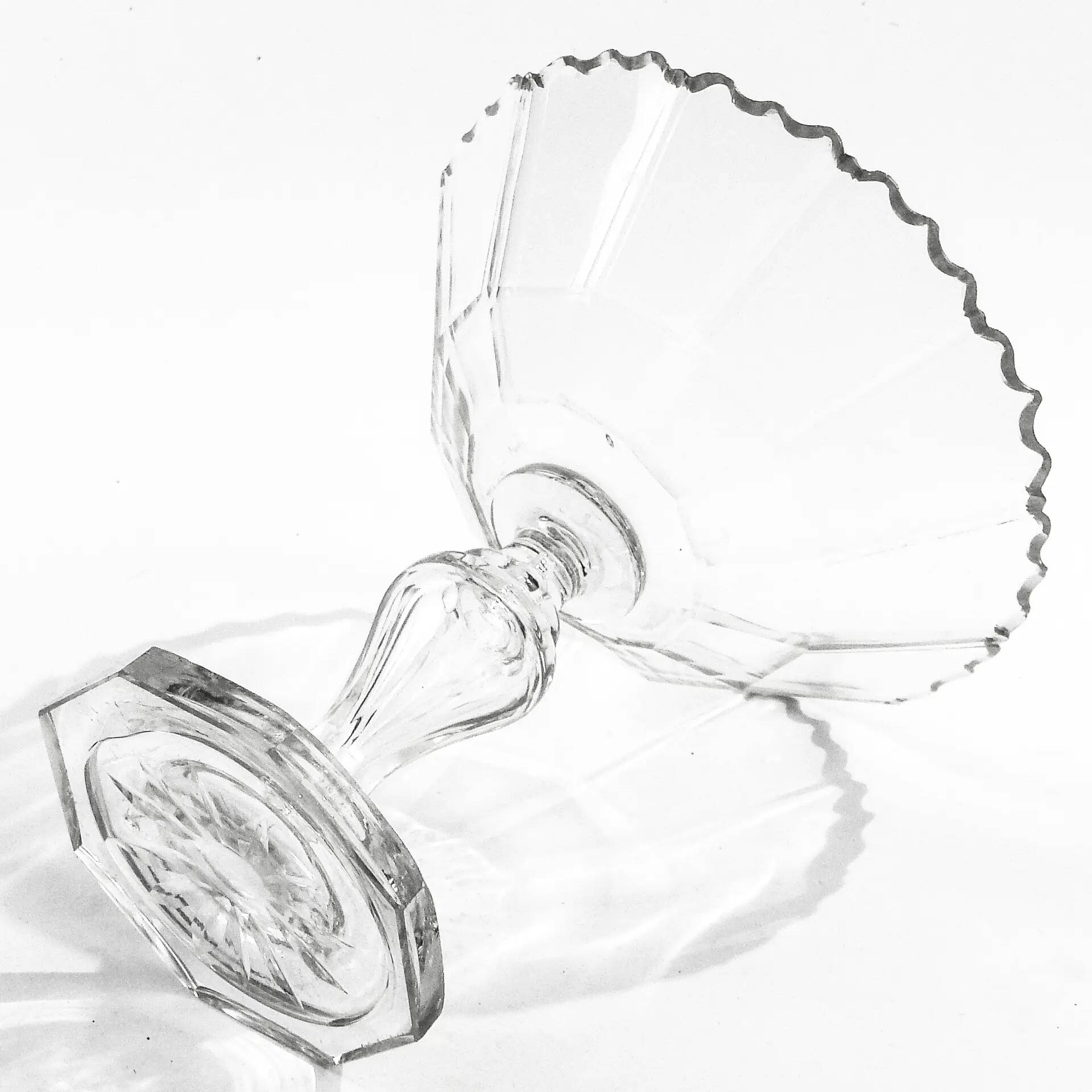 Biedermeier fruit bowl, transparent crystal, Czechia, 19th century