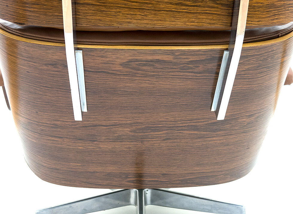 Lounge chair and ottoman leather and bentwood 60/70