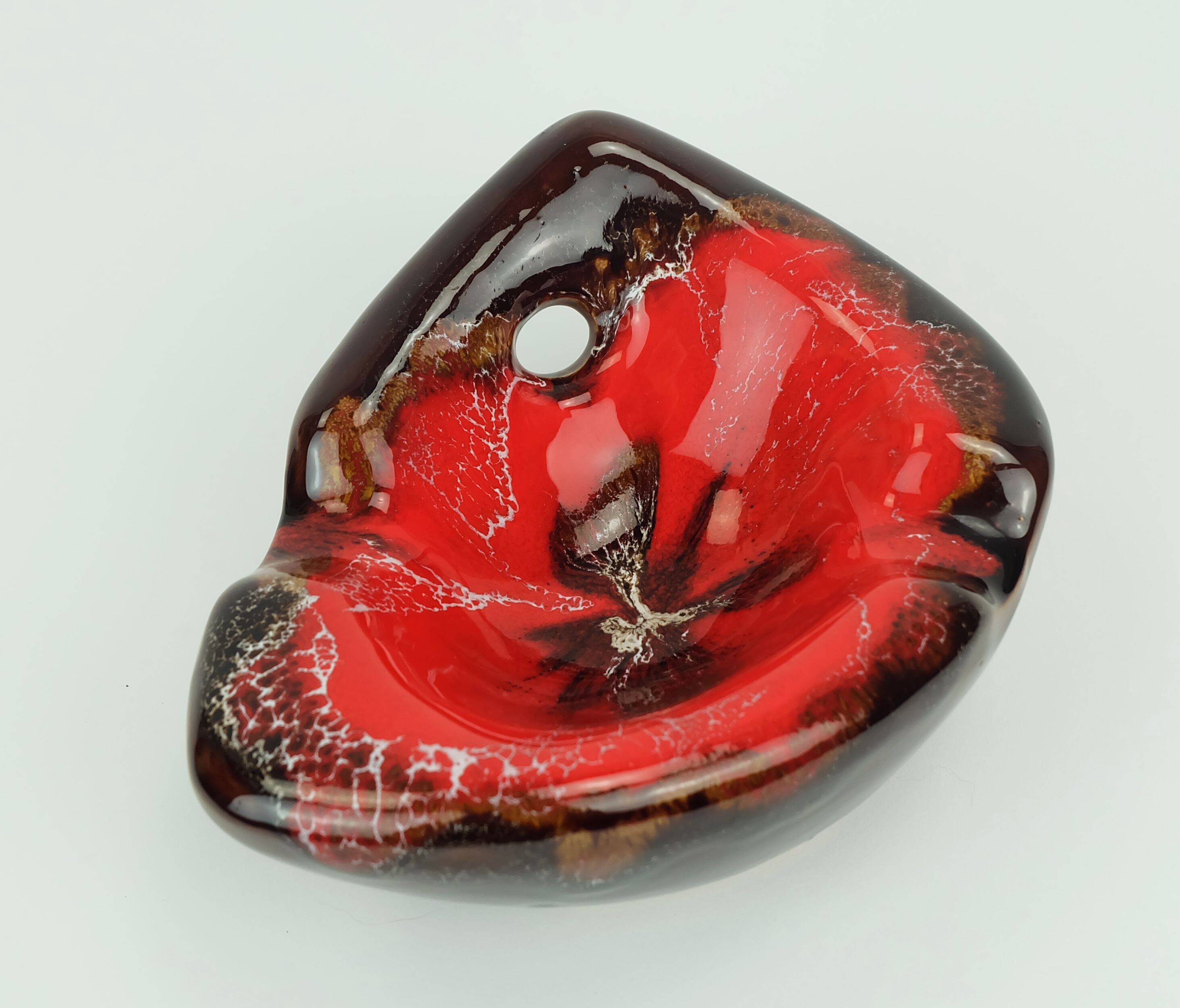 French mid century vintage ceramic bowl vallauris drip glaze organic shape