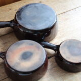 Set of 3 glazed terracotta caquelons