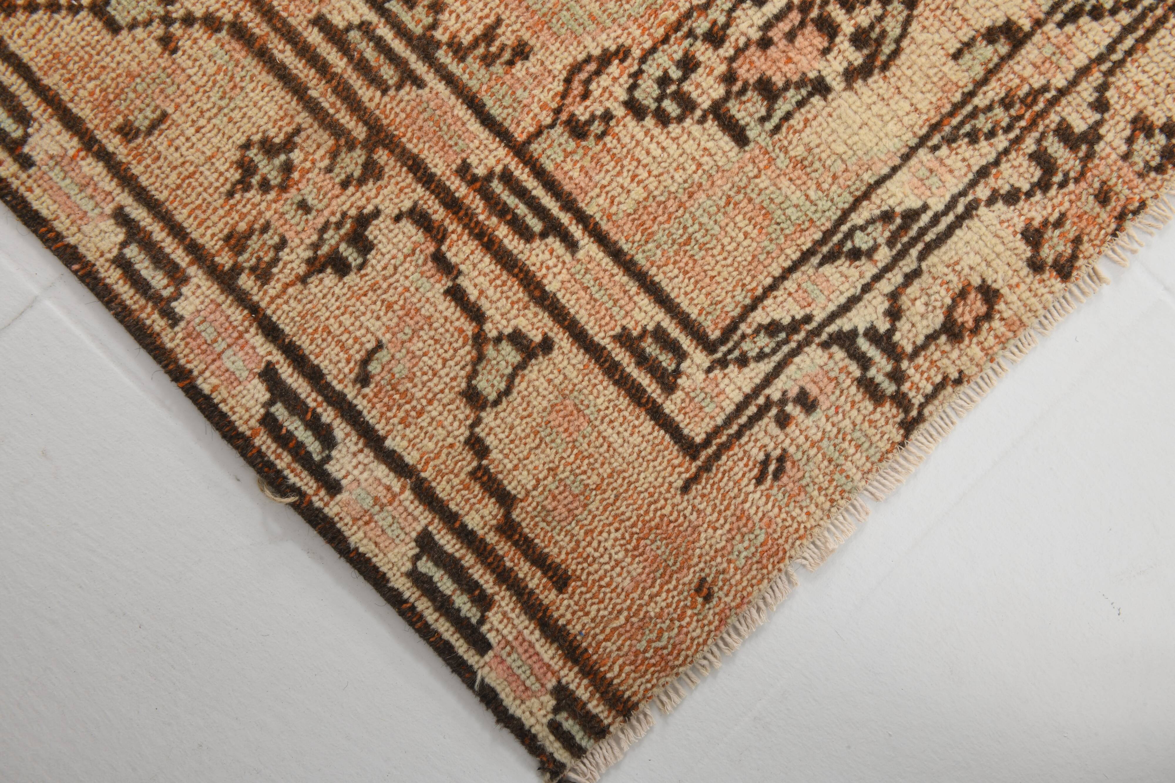 5x8 Salmon & Peach Geometric Persian Rug, 156x255Cm