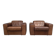 Ensemble de fauteuils en cuir marron vintage, années 1970.
