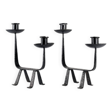 Pair of Wrought Iron Candleholders, 1950s