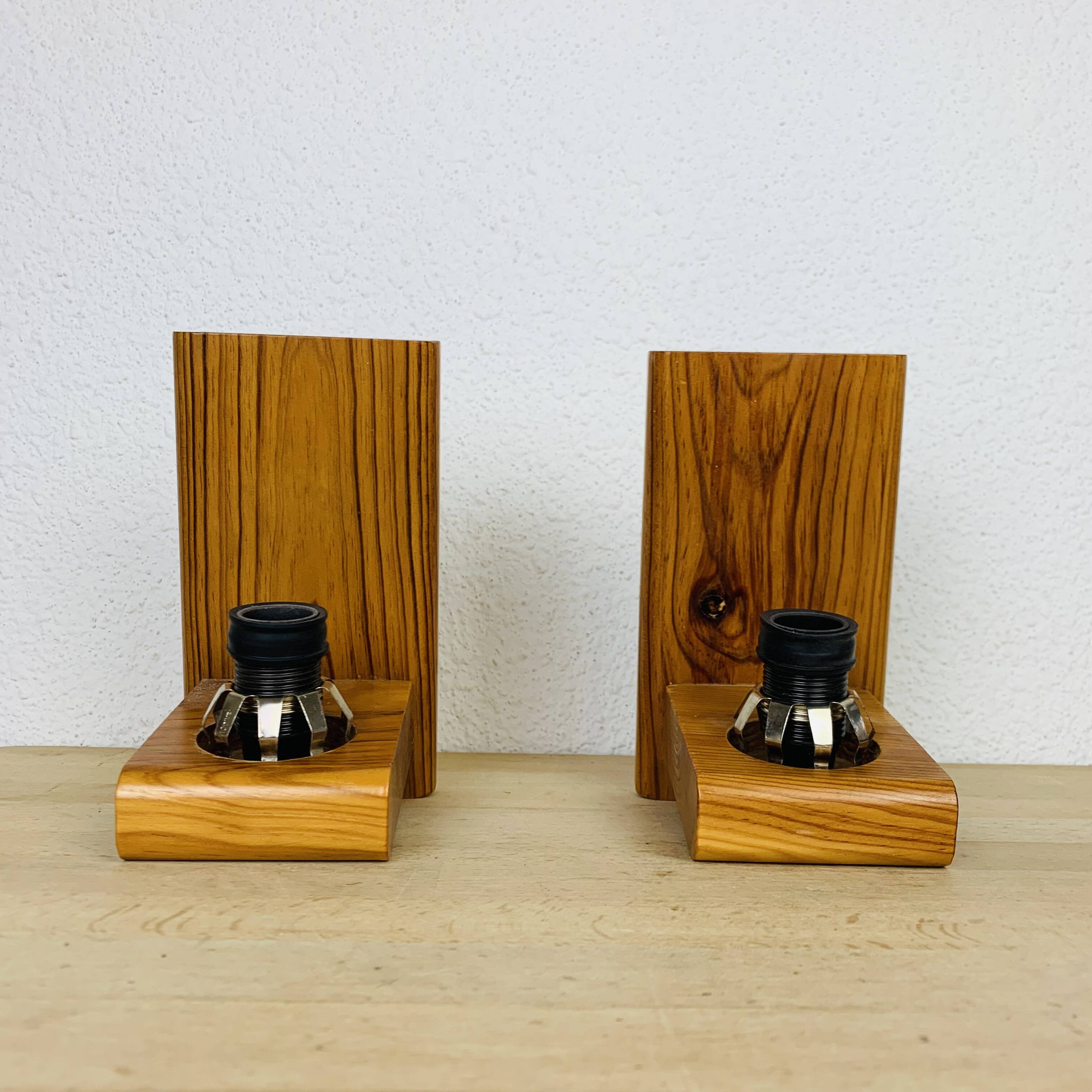 Pair of 70s pine wall lights