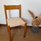 Vintage wooden chair with cream white corduroy seat