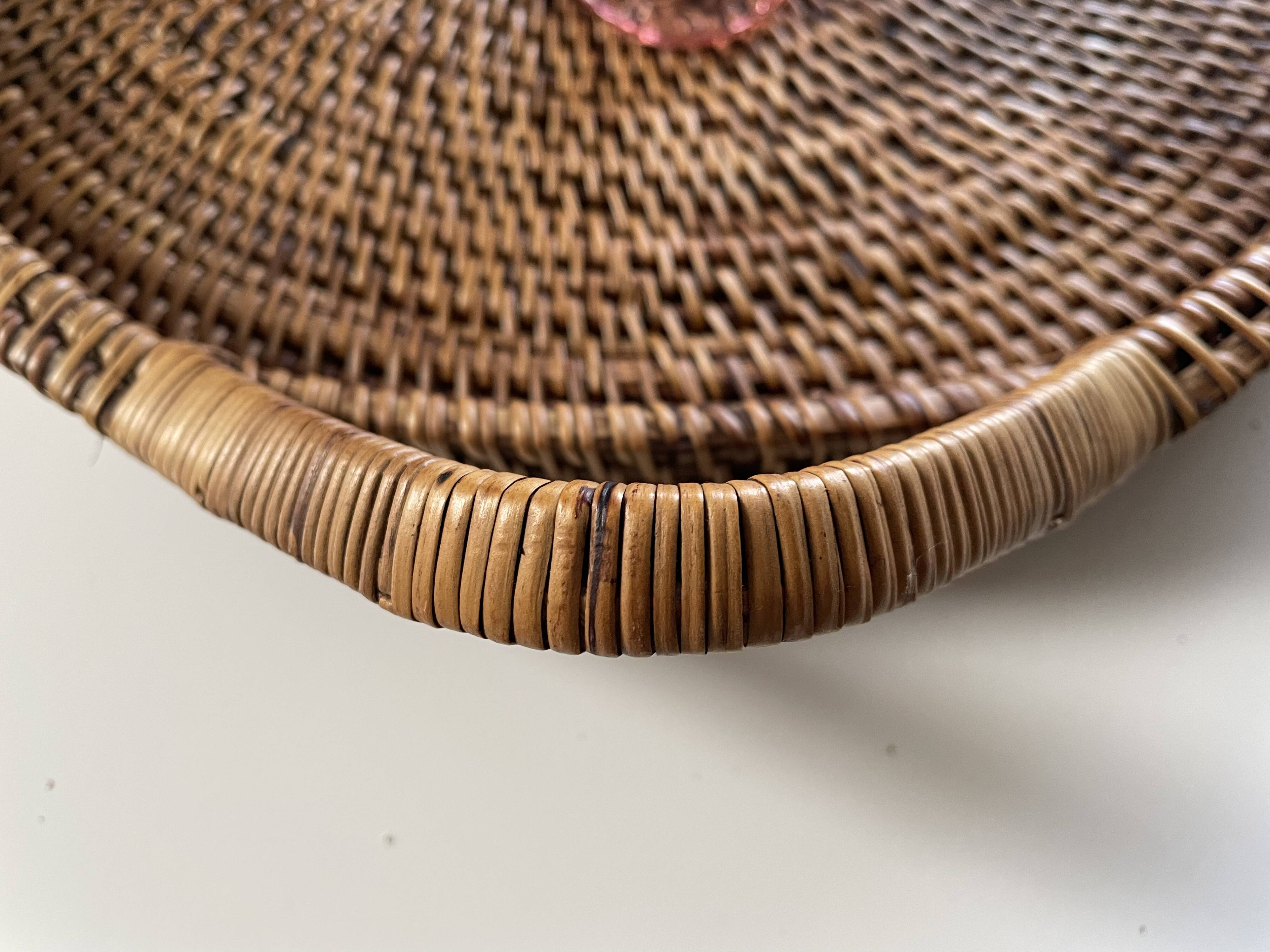 XXL woven rattan tray diameter 46 cm