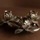 Vintage silver candle holder with 3 flowers - Mid-Century design Italy 1960s