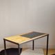 Table basse vintage rotin carreaux 