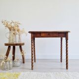 Turned wood side table - and its drawer