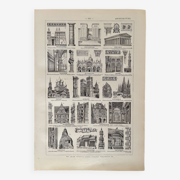 Lithograph on architecture (churches, houses) - 1920