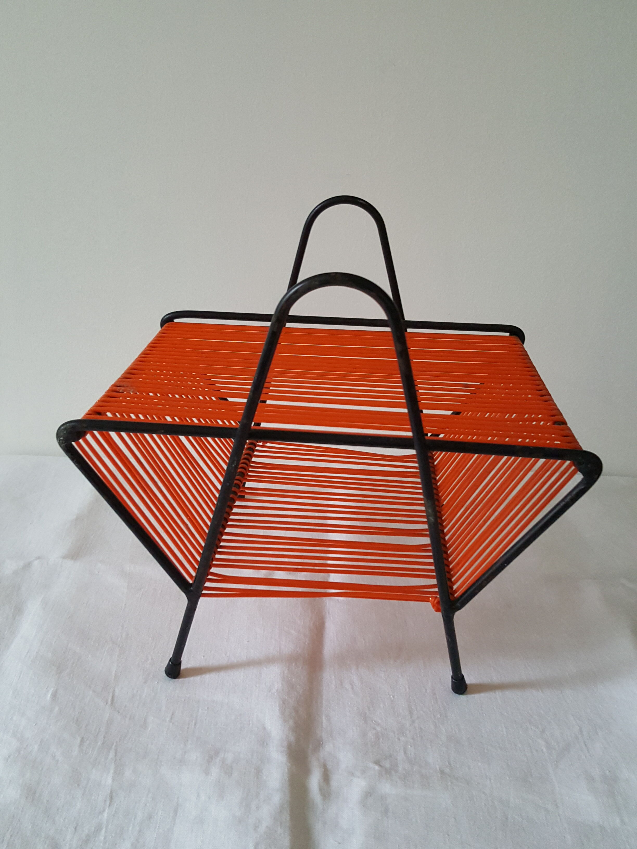 Porte vinyle métal et scoubidou années 60/70