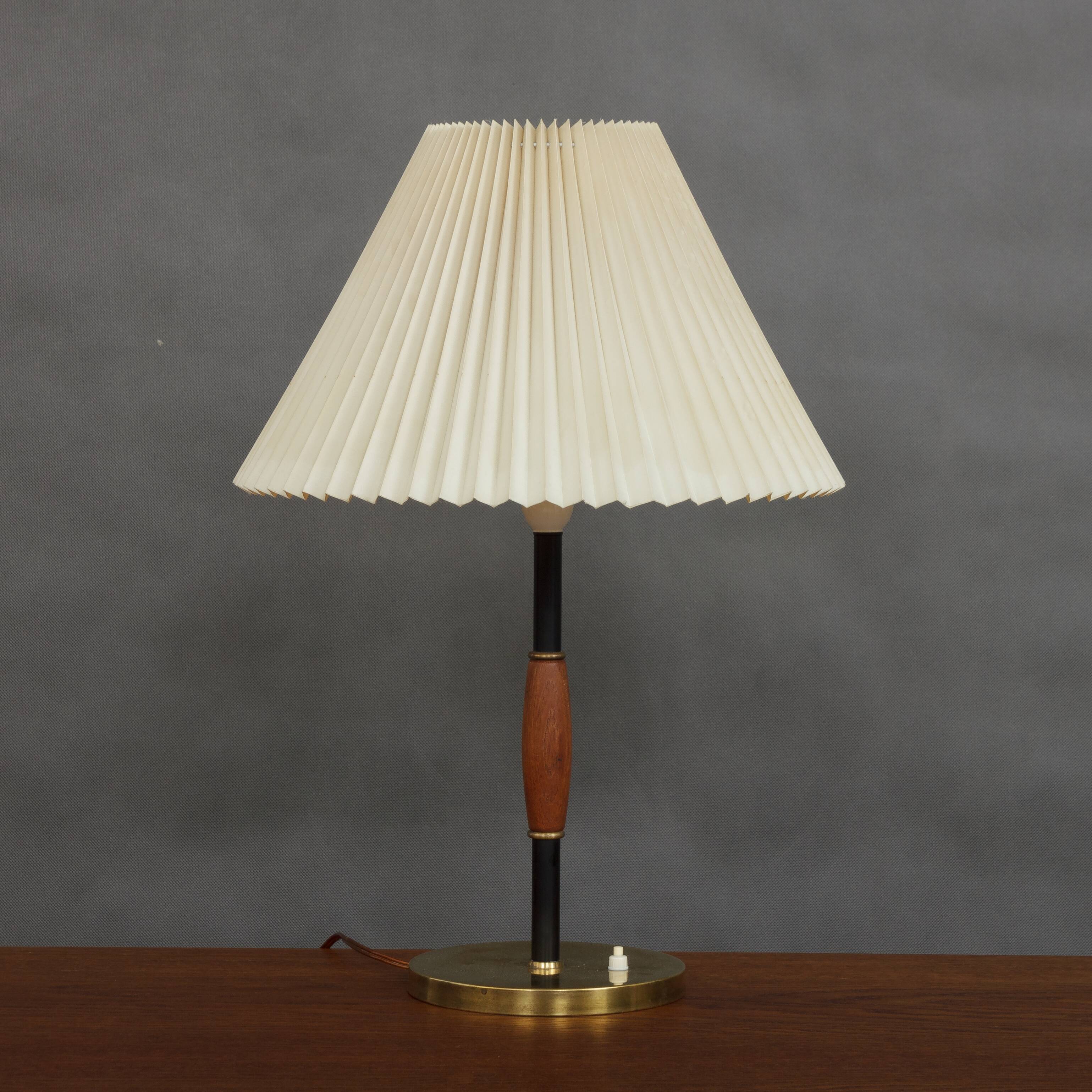 Brass and teak desk lamp
