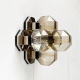 Vintage German wall or ceiling lamp from the space age in chrome and glass by Motoko Ishii for Staff, 1970s.