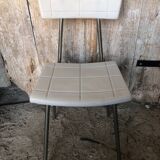 Gray metal children's chair + vintage white plastic seat & back