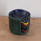 Set of 6 individual colorful vintage ashtrays in earthenware of Saint Clement