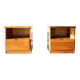Pair of bedside tables in elm from the 1980s, brutalist design, chalet.
