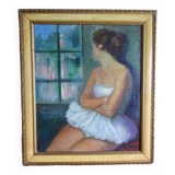 Portrait d'une danseuse impressionniste du xxe siècle.