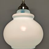 Art Deco style pendant lamp in brass and blue opaline