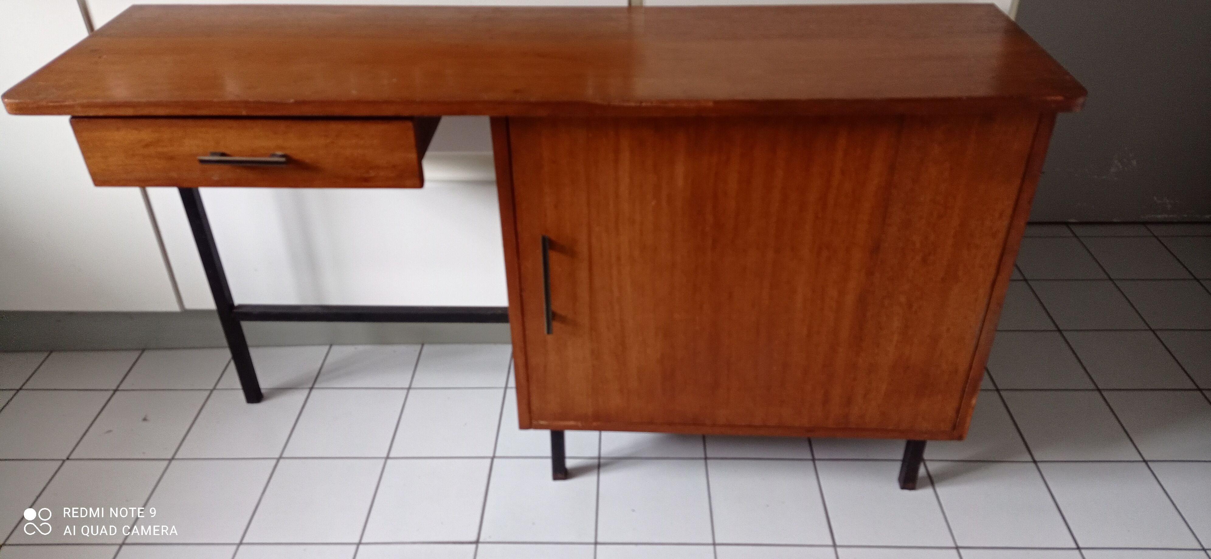Old desk wood Scandinavian metal structure