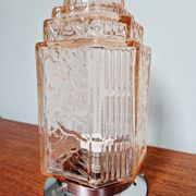 Plafonnier Art Déco Skyscraper en verre transparent rose, années 1920-30