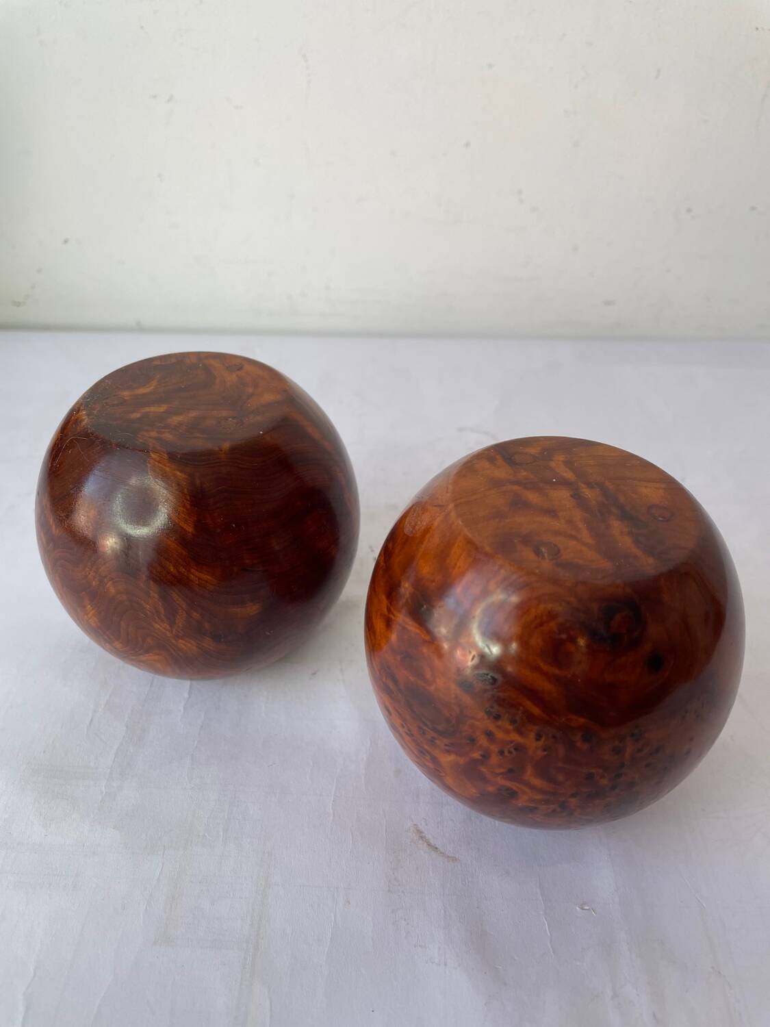 Pair of Thuya burl candlesticks