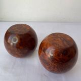 Paire de bougeoirs en loupe de Thuya