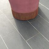 Pink velvet toad armchair with fringes