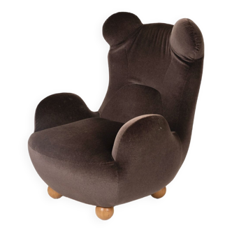 Fauteuil en velours marron