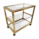 Serving table in brass and glass