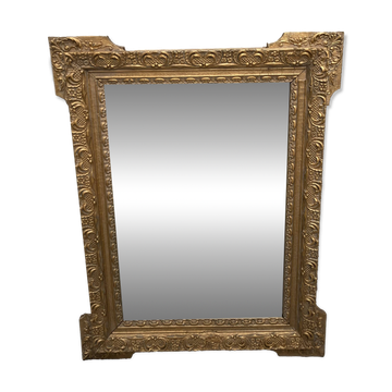 Miroir doré bois et stuc XIXeme 60x88cm