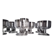 Set of 10 Art Deco crystal footed bowls.