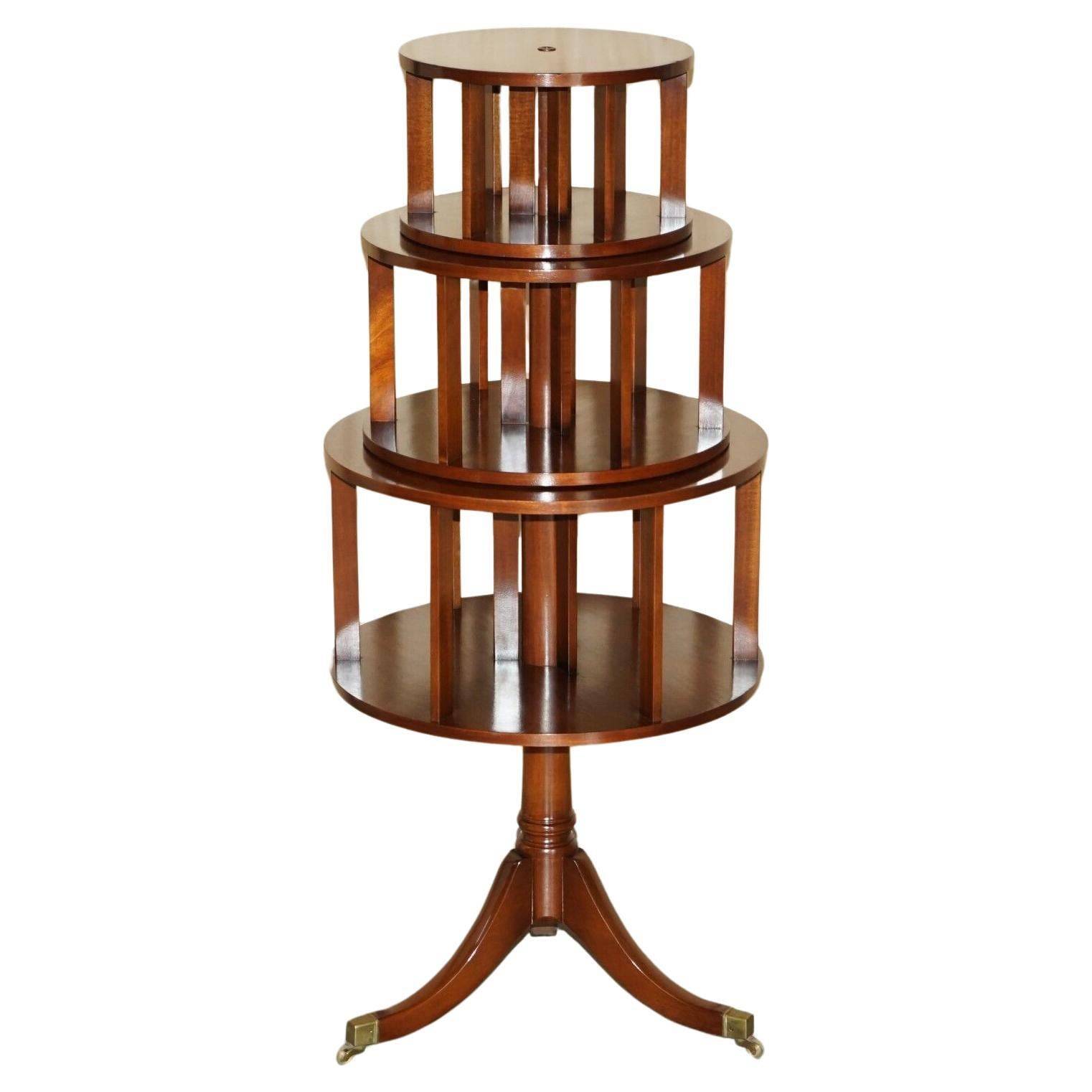 Regency-style rotating library in hardwood, 148 cm