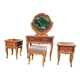 Ensemble de chambre à coucher complet de style Louis XV en 4 pièces - Coiffeuse, tables de nuit, tabouret -