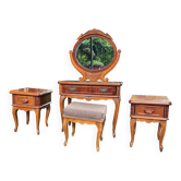 Complete 4-Piece Louis XV Style Bedroom Set - Vanity, Nightstands, Stool -