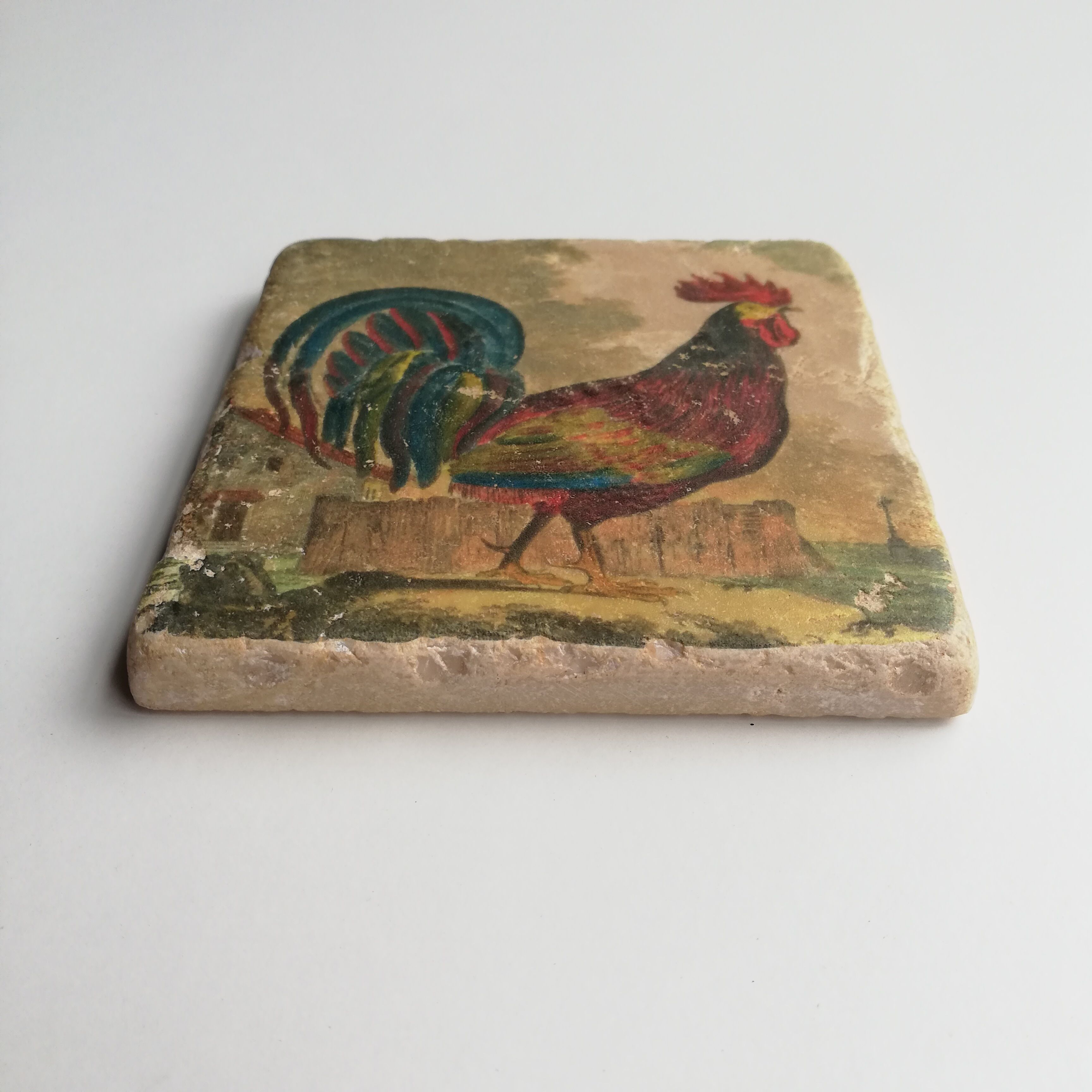 Marble coaster, rooster décor