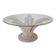 Italian "Flower" Coffee Table in Plaster With Facet Cut Round Plate, 1970s
