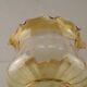 Large Mid Century Amber Glass Light Shade With Ribbed Effect & Frilled Edge