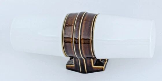 Double wall lamp in brown porcelain Model 6065 by Sigvard Bernadotte for Ifö – 1960s