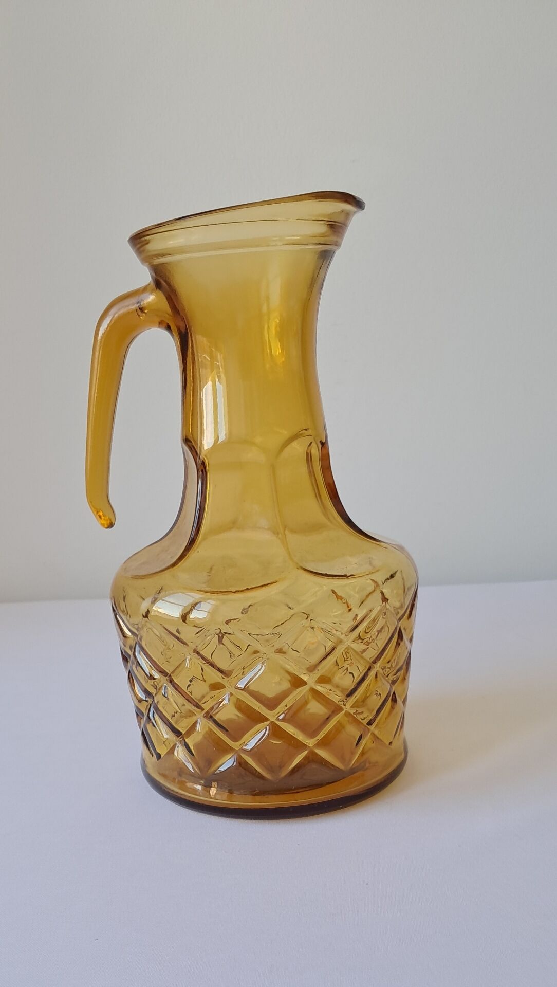 Amber glass carafe, brutalist style, Italy, 1970s.