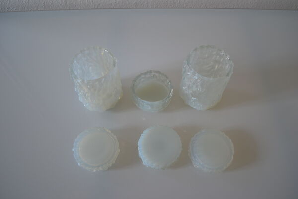 3 pots verre opalescent 60's geoffrey baxter