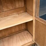 Parisian glass-fronted Art Deco wardrobe in solid raw walnut.