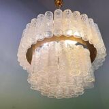 XL design midcentury glass chandelier by Doria, 1960s / Germany