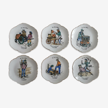 6 vintage decorative plates from old trades