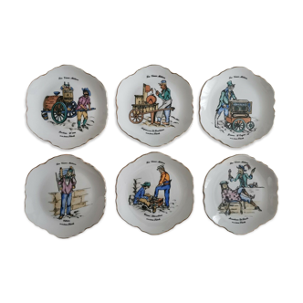 6 vintage decorative plates from old trades