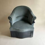 Blue velvet frog armchairs