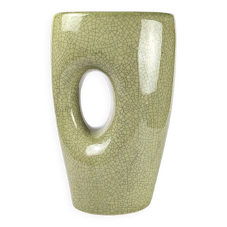 Vintage celadon enamel ceramic vase
