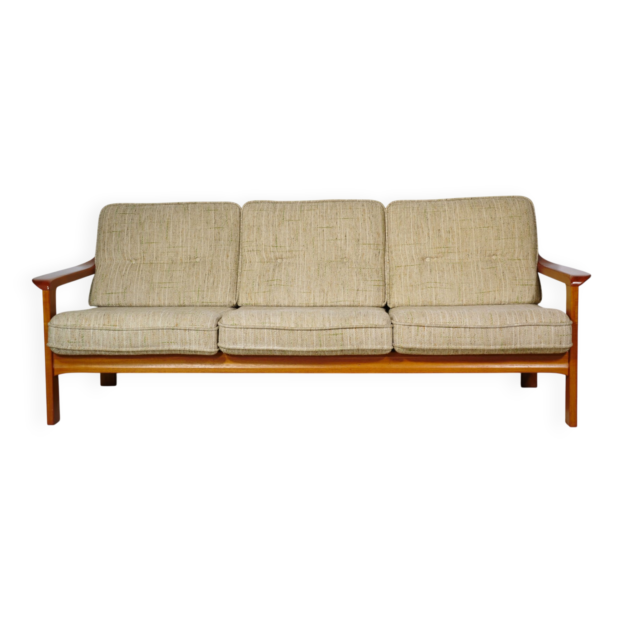 Vintage Scandinavian three-seater teak sofa, 1970s